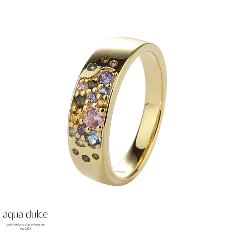 Pastel Stardust Ring i 925 forgyldt sølv med zirkonia
