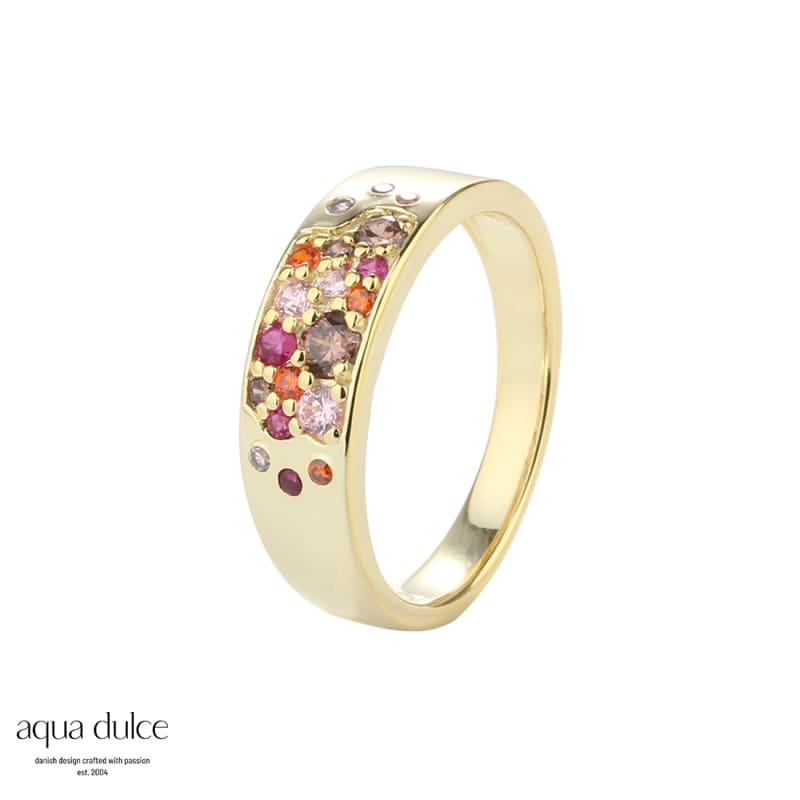 Ring med Pink Stardust og Zirkonia - Nikkelfri Smykke