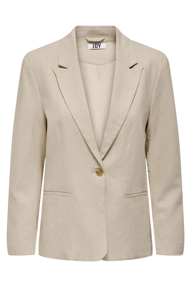 Jdy - Maya Ls Hør Blazer - Sandfarvet Tilbud 70% Rabatt