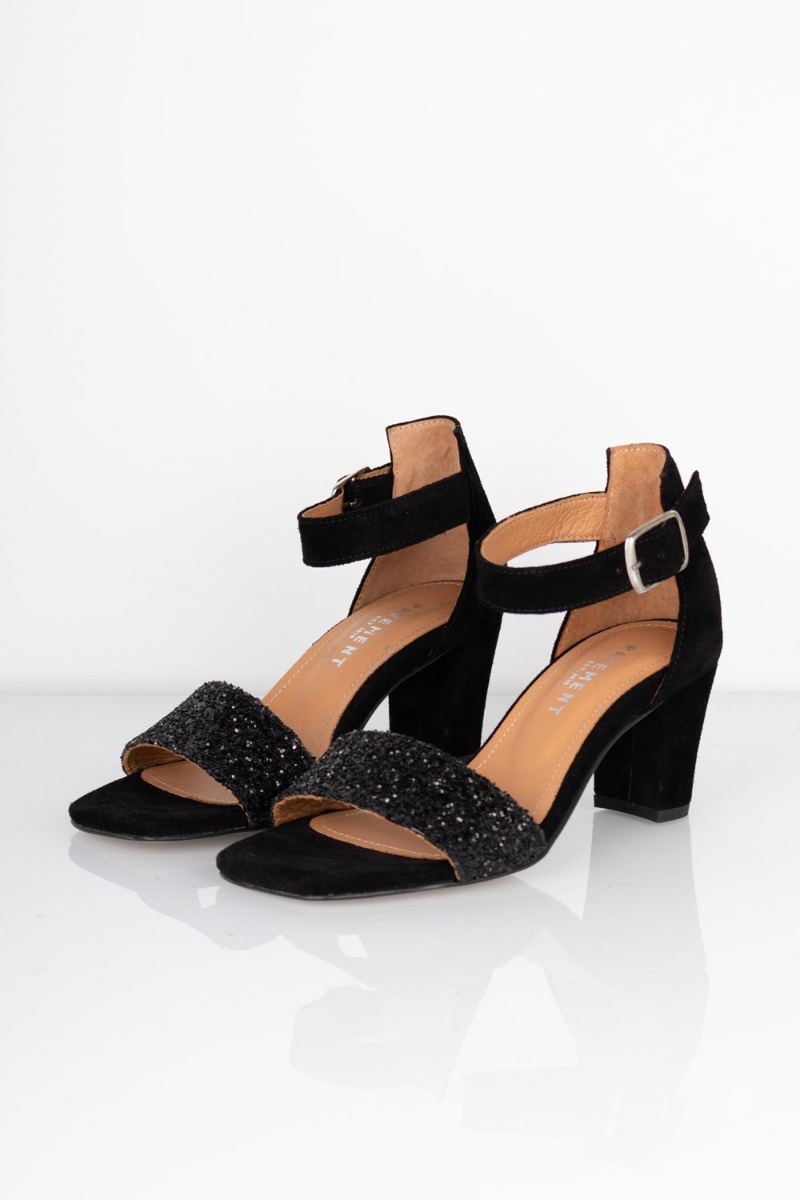 Pavement - Stiletter - Lykke Two Tone - Black Suedeblack Glitter
