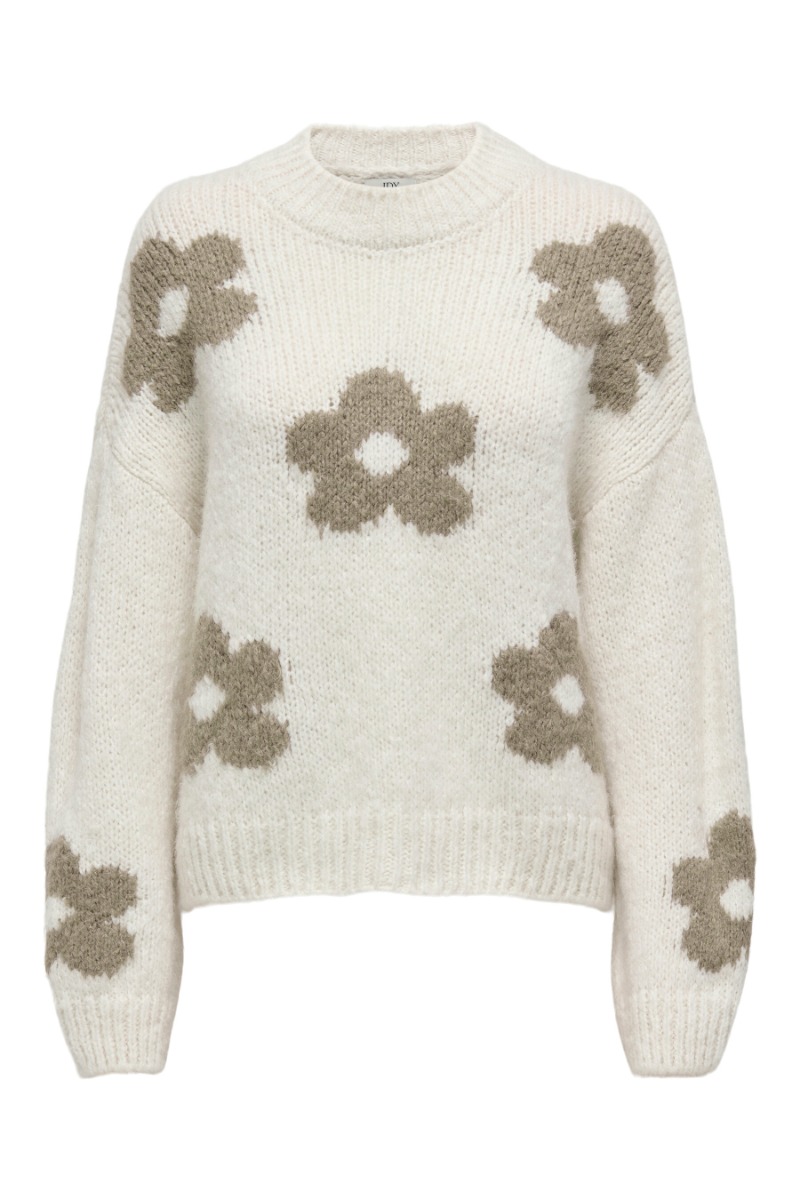 Jdy - Strik - Jdy Kilian Flower Ls Pullover Knt - Ecru