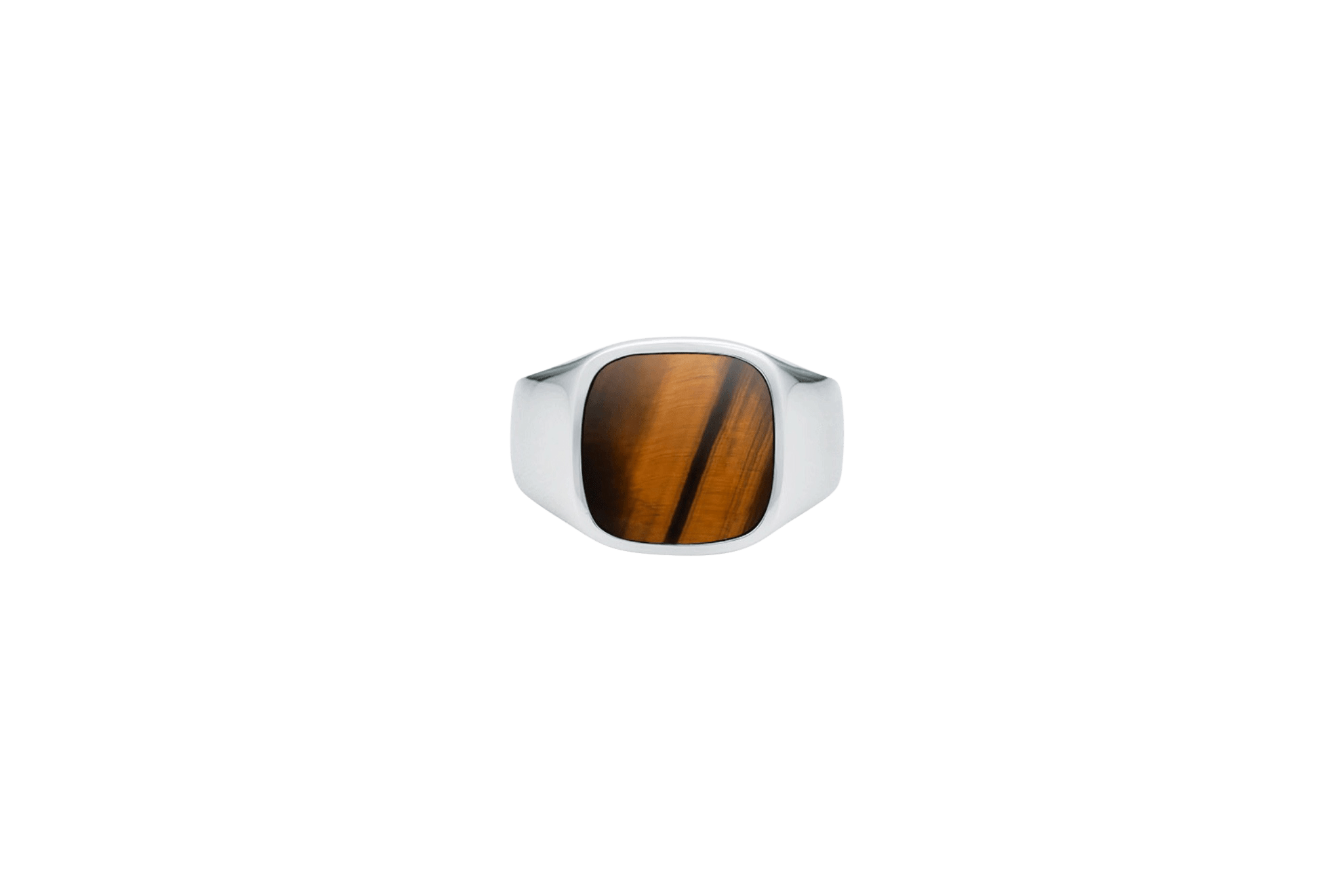 Ix Cushion Signet Ring Tiger Eye Silver
