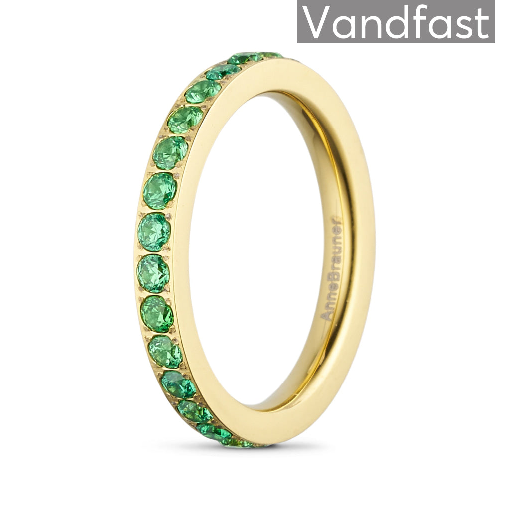 Annebrauner Alliance L-grøn Ring 18k Guldbelagt - Eksklusiv Æske