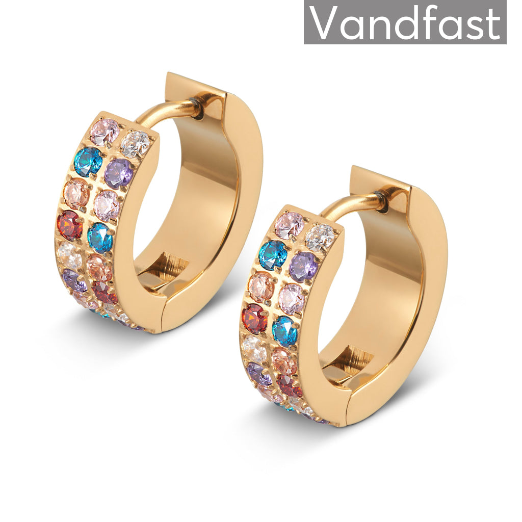 Annebrauner Creole Double Line Multicolor øreringe i guld