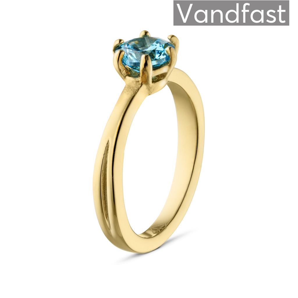 Annebrauner Prinsesse Aqua Blå Ring 18k Guldbelagt - Elegance
