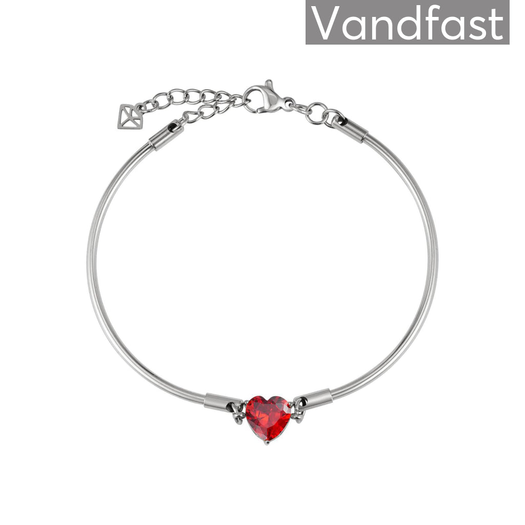 Annebrauner Romance Rødt Armbånd med Hjerte Zirkonia