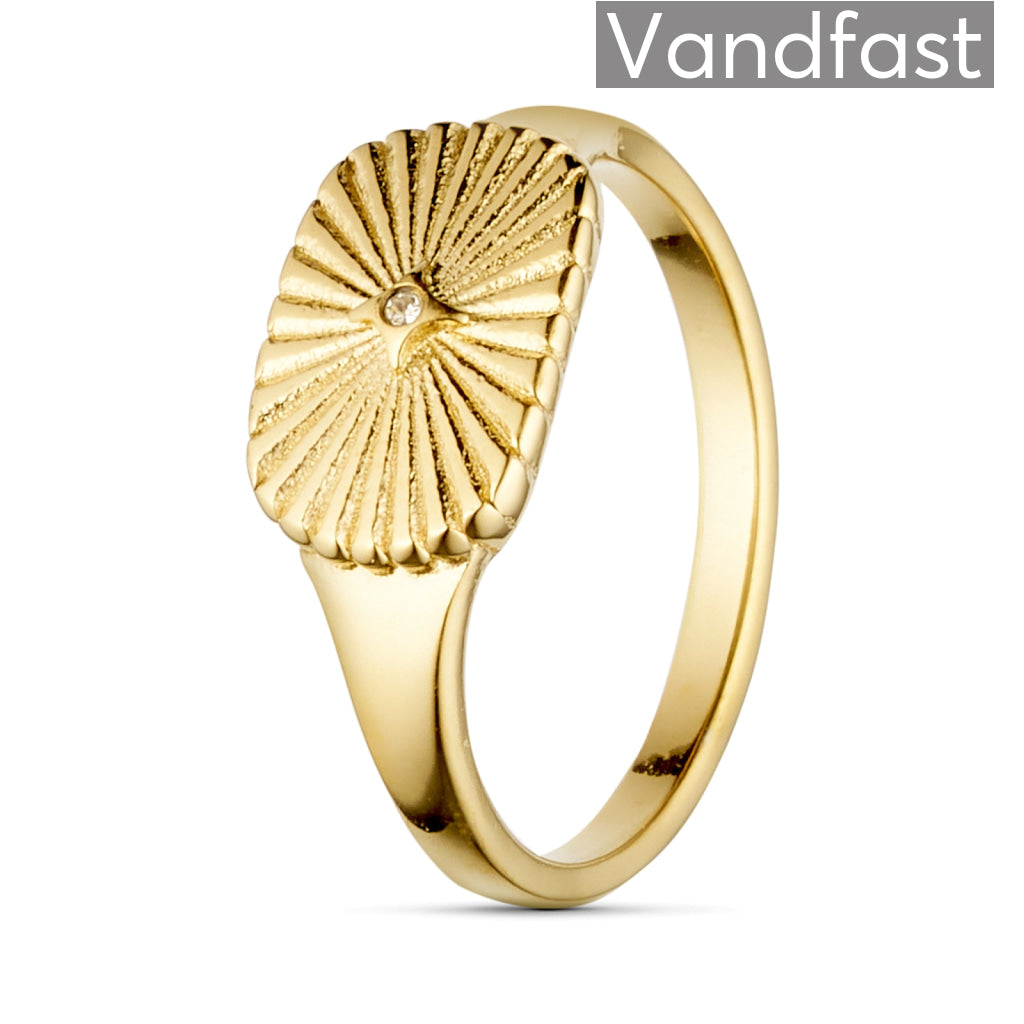 Annebrauner Sun Burst Zirconia Ring i 18k Guldbelægning