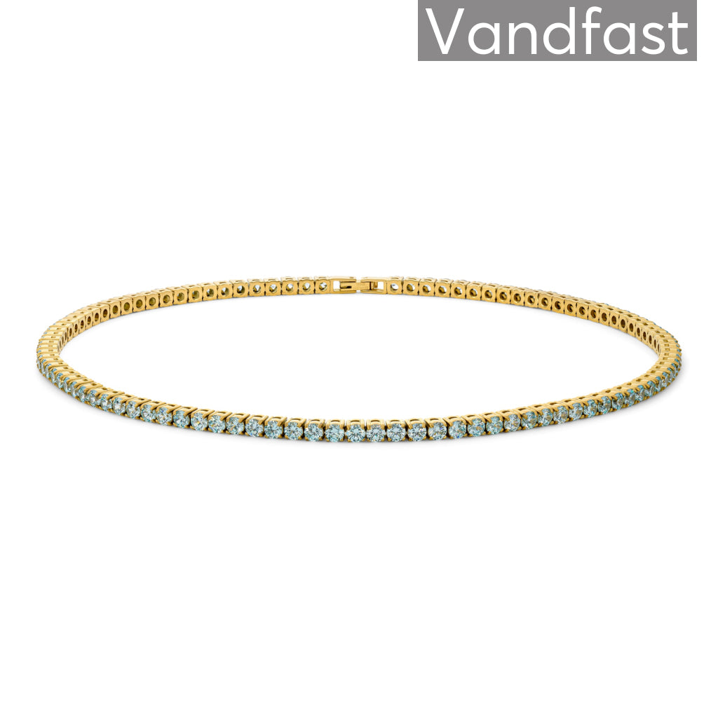 Annebrauner Tennis Aquamarine Halskæde - 18k Guldbelagt