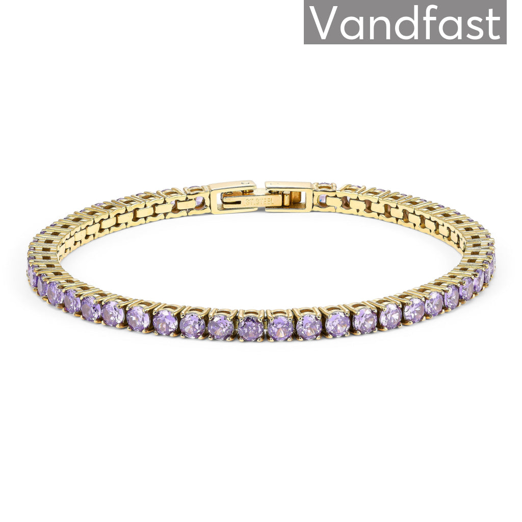 Annebrauner Tennis Petite Violet Armbånd 18k Guldbelagt