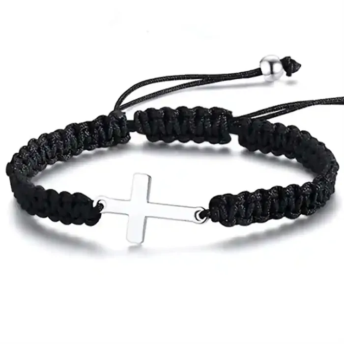 Faith Cord - Herrearmbånd Med Stålkors