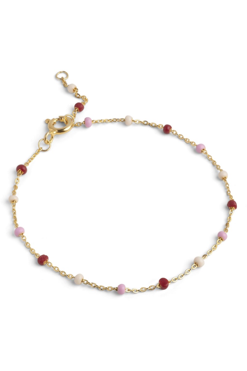 Enamel - Lola Armbånd - Guld med Pink Perler - Party 2025