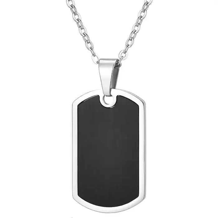 Dog Tag Blacksteel  -  Klassisk Halskæde Til Mænd