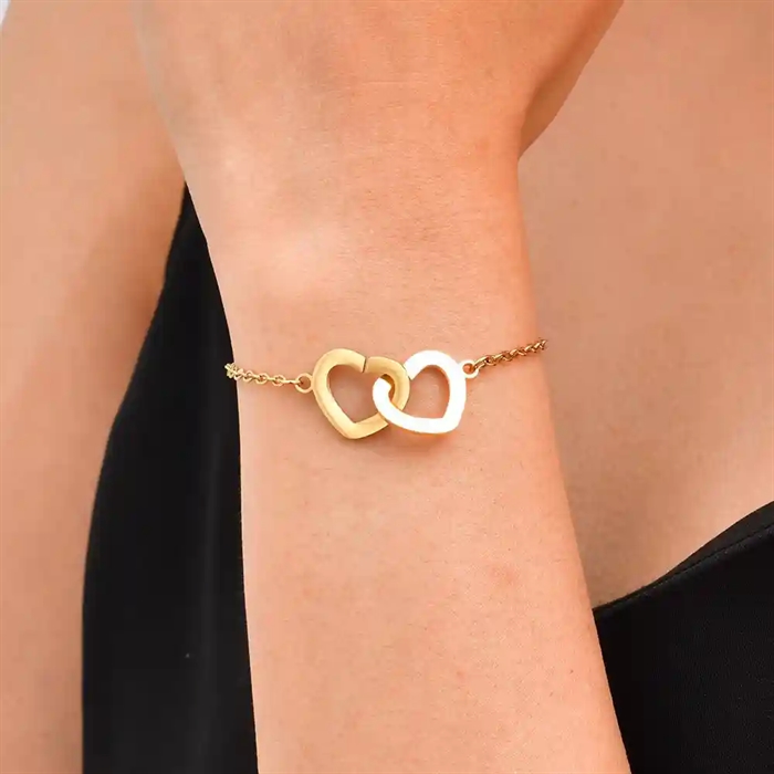 Sammenflettede Hjerter Armbånd i Rustfrit Stål - Elegance
