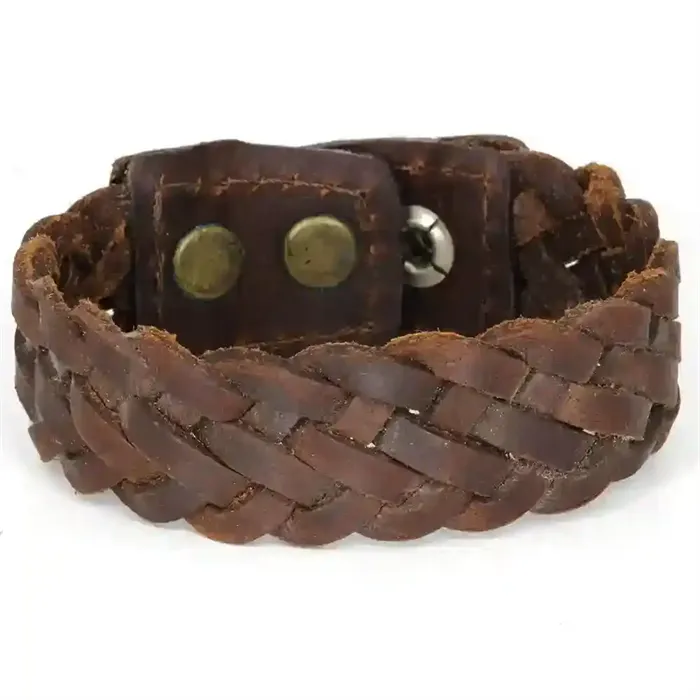 Rustic Braid  -  Flettet Læderarmbånd Til Mænd
