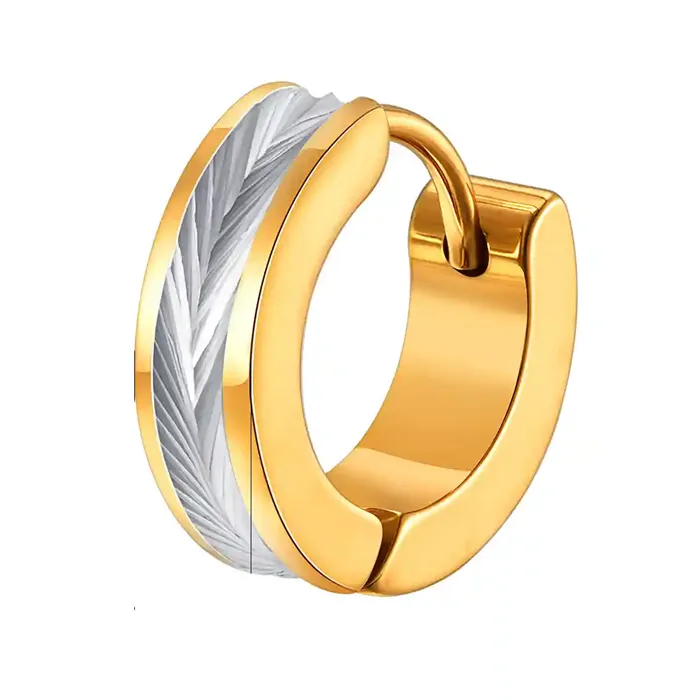 Stål Groove Hoop - Forgyldt herreørering i stilrent design