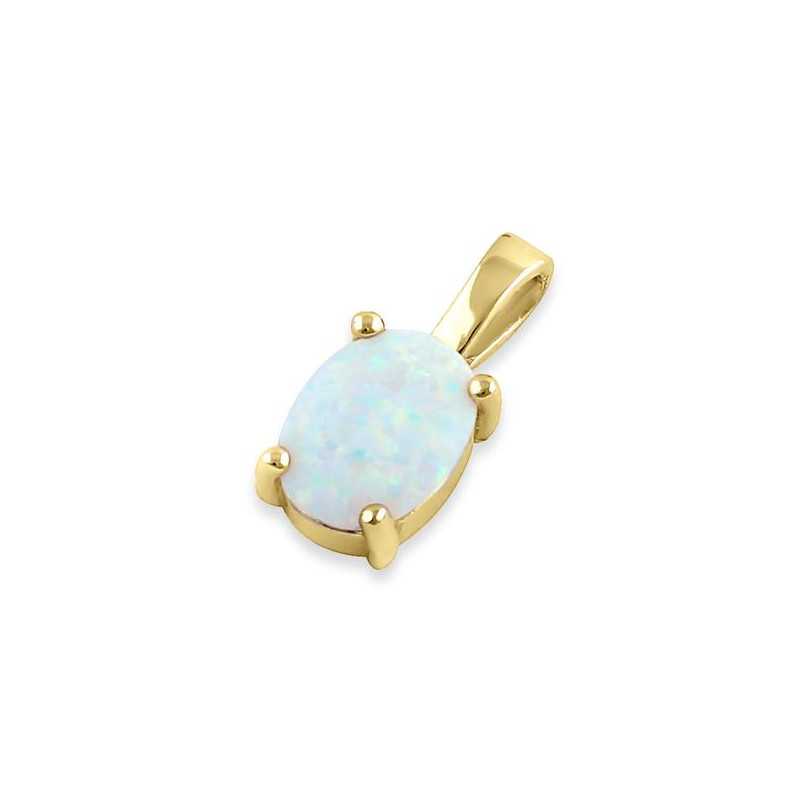 Oval Opal Vedhæng i 925 Sterling Sølv med Guldbelægning