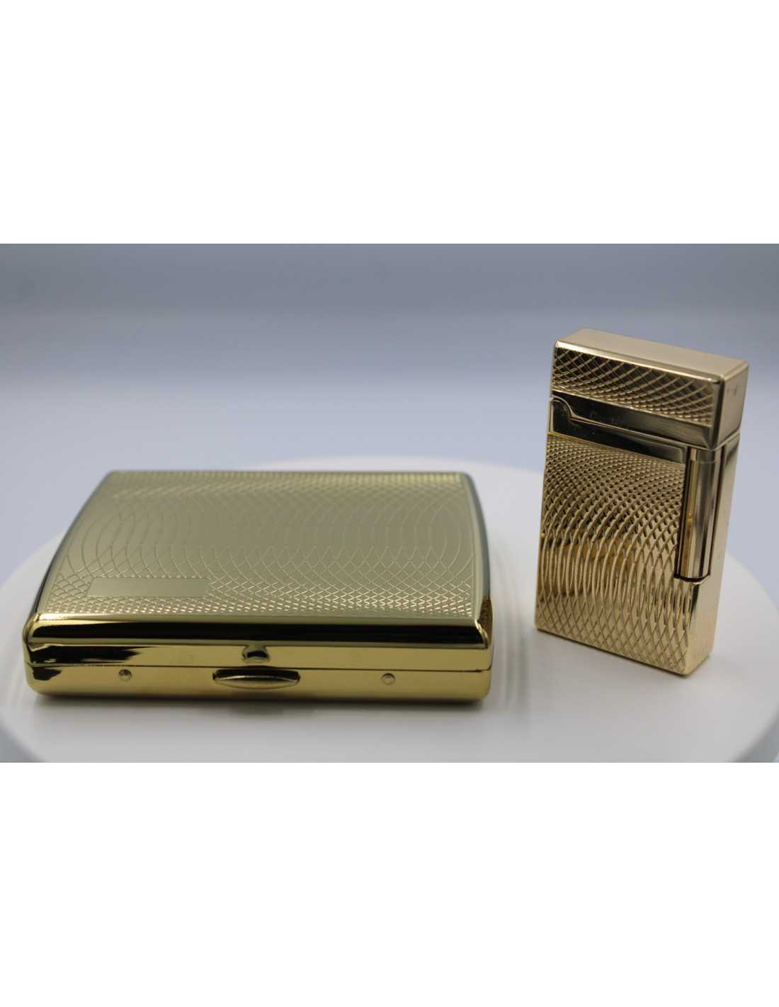 Eksklusivt sæt: Luigi Ricci Jetlighter & Cigaretetui i Guld