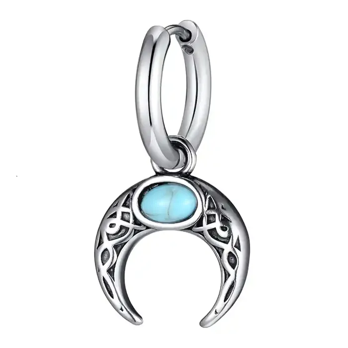 Crescent Turquoise – Herreørering i Rustfrit Stål