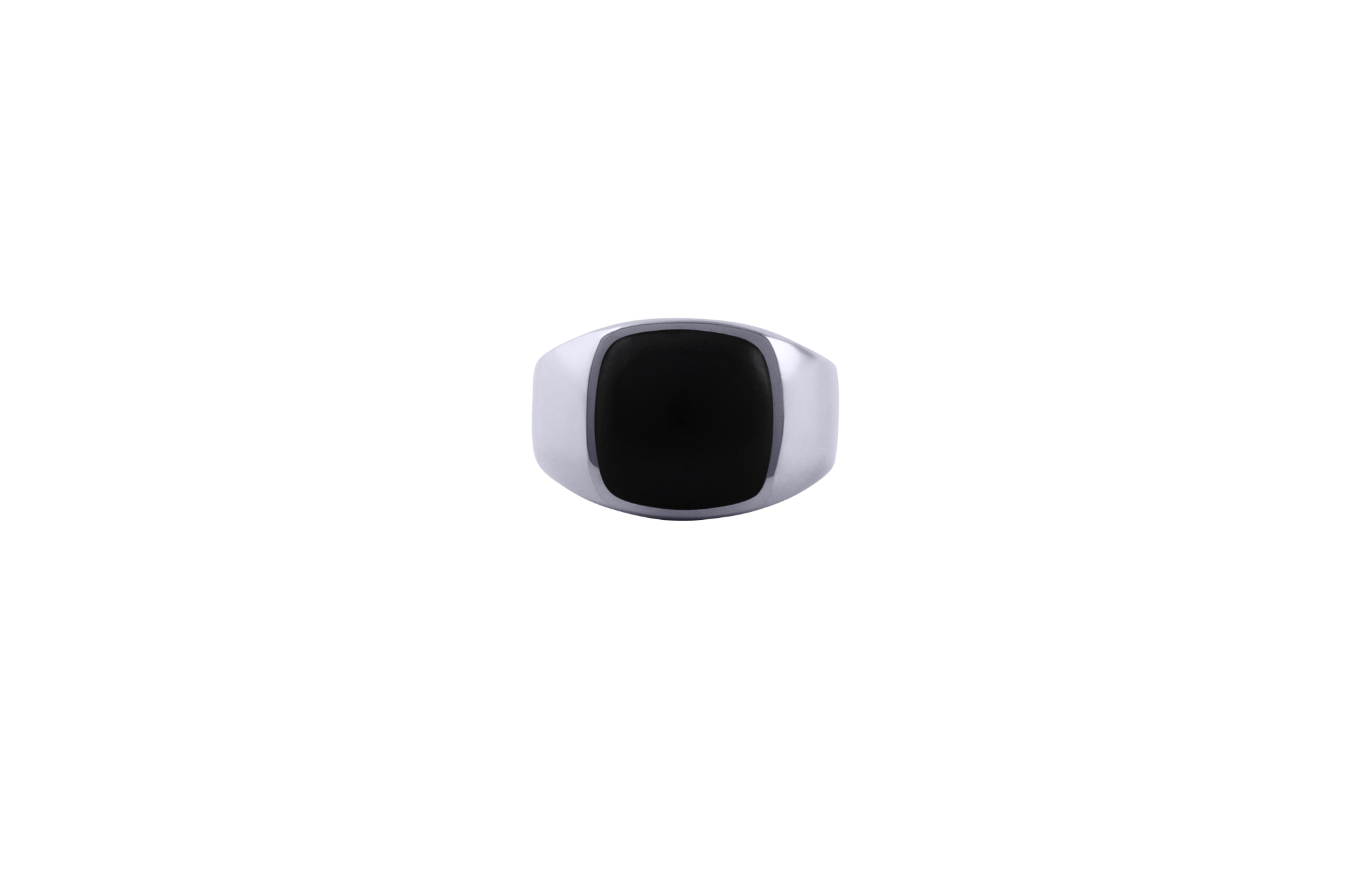 Ix Cushion Signet Ring Black Onyx Silver
