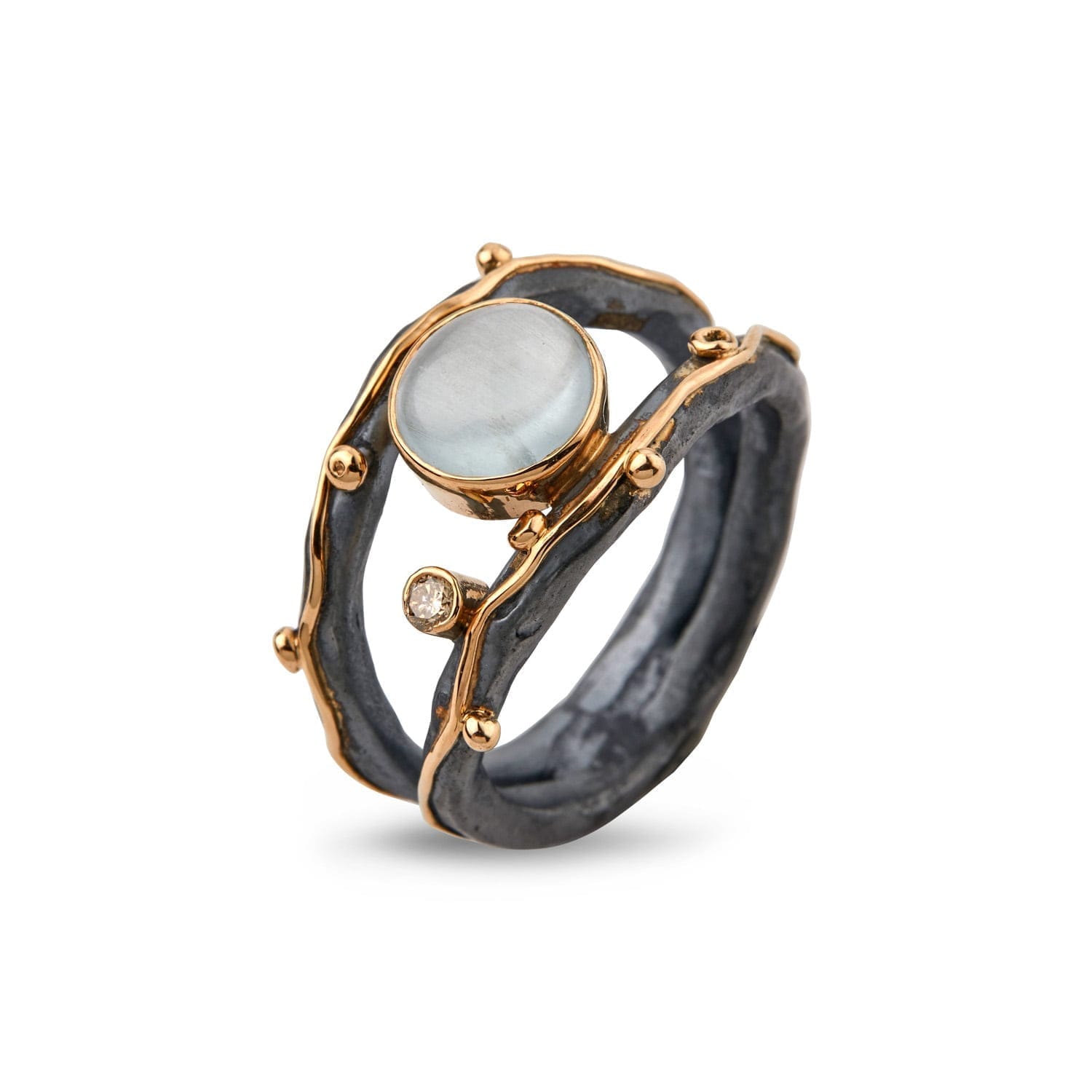 Zeus Dubeca Aqua Ring - Lysblå Elegance i Sølv og Guld