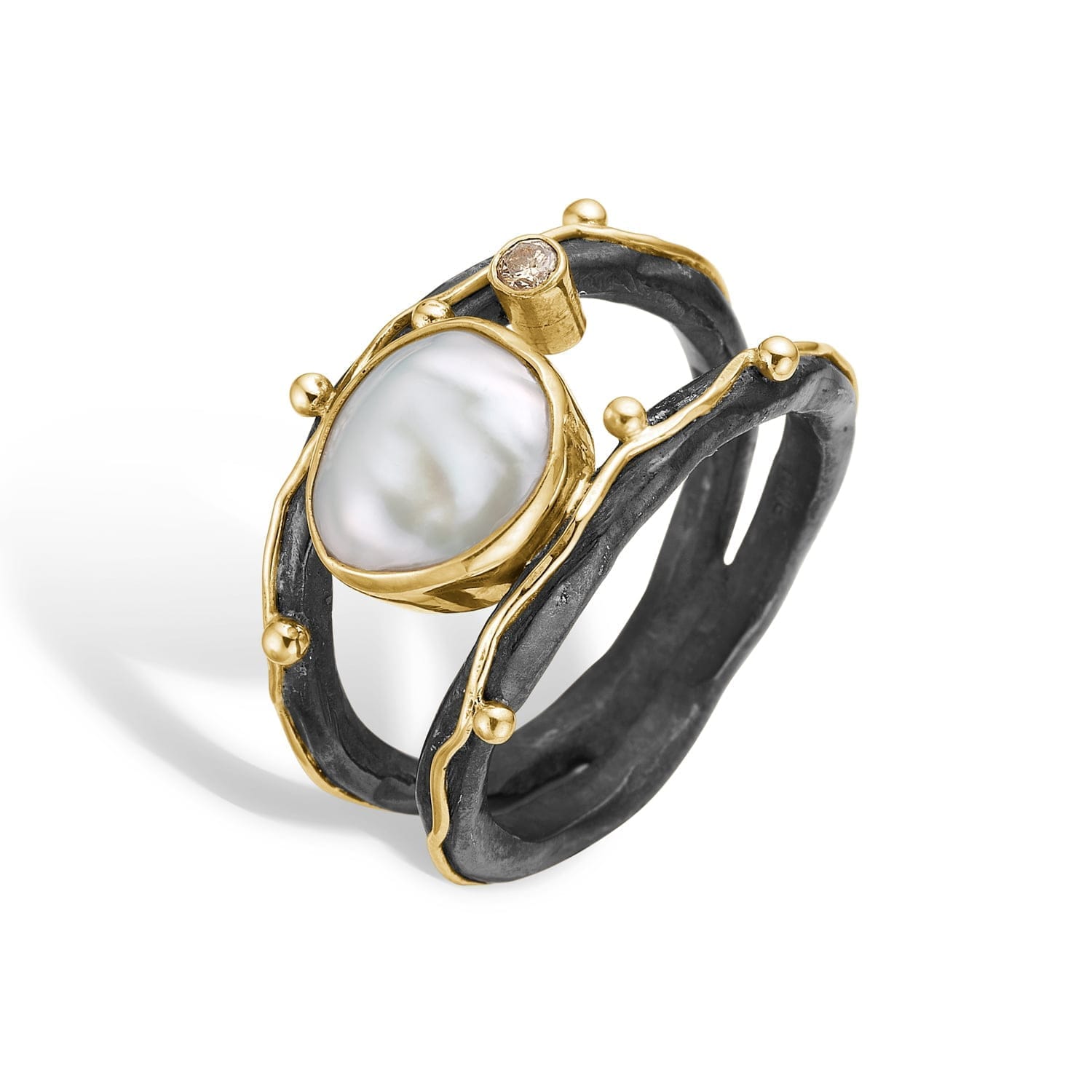 Ring Zeus Dubeca White Keshi - Elegant Perlering til Salg