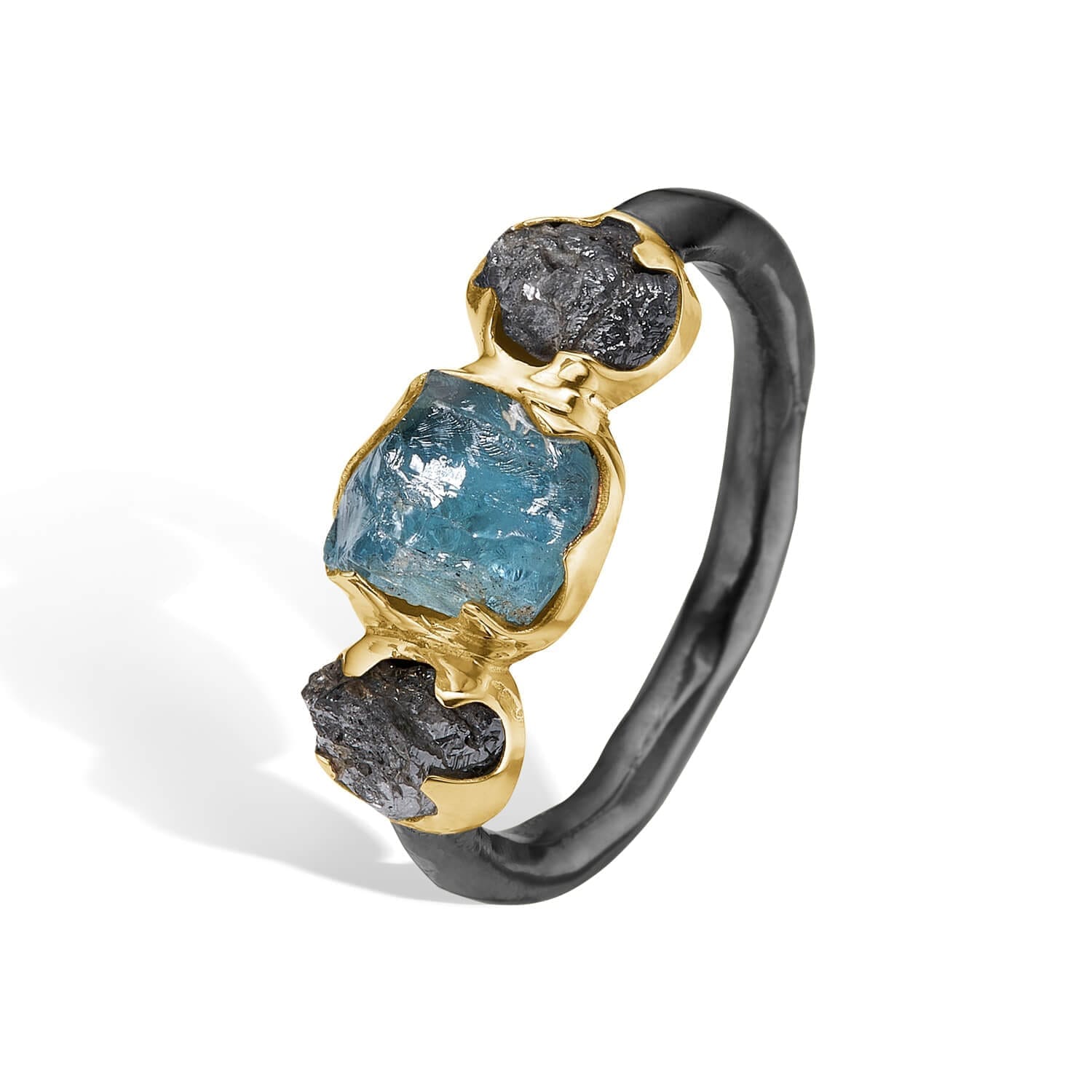 Ring Mera Raw Aqua med rå akvamarin og diamanter