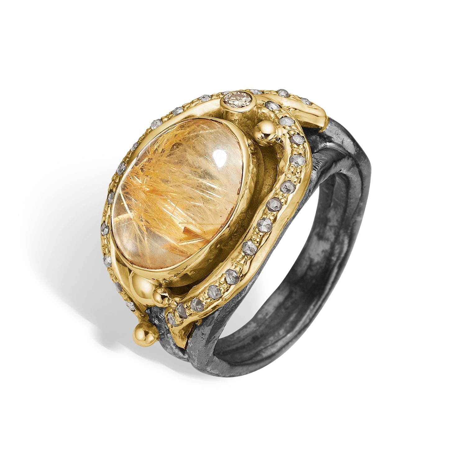 Kensho Rutile Quartz Ring - Unik Zen Inspireret Smykke