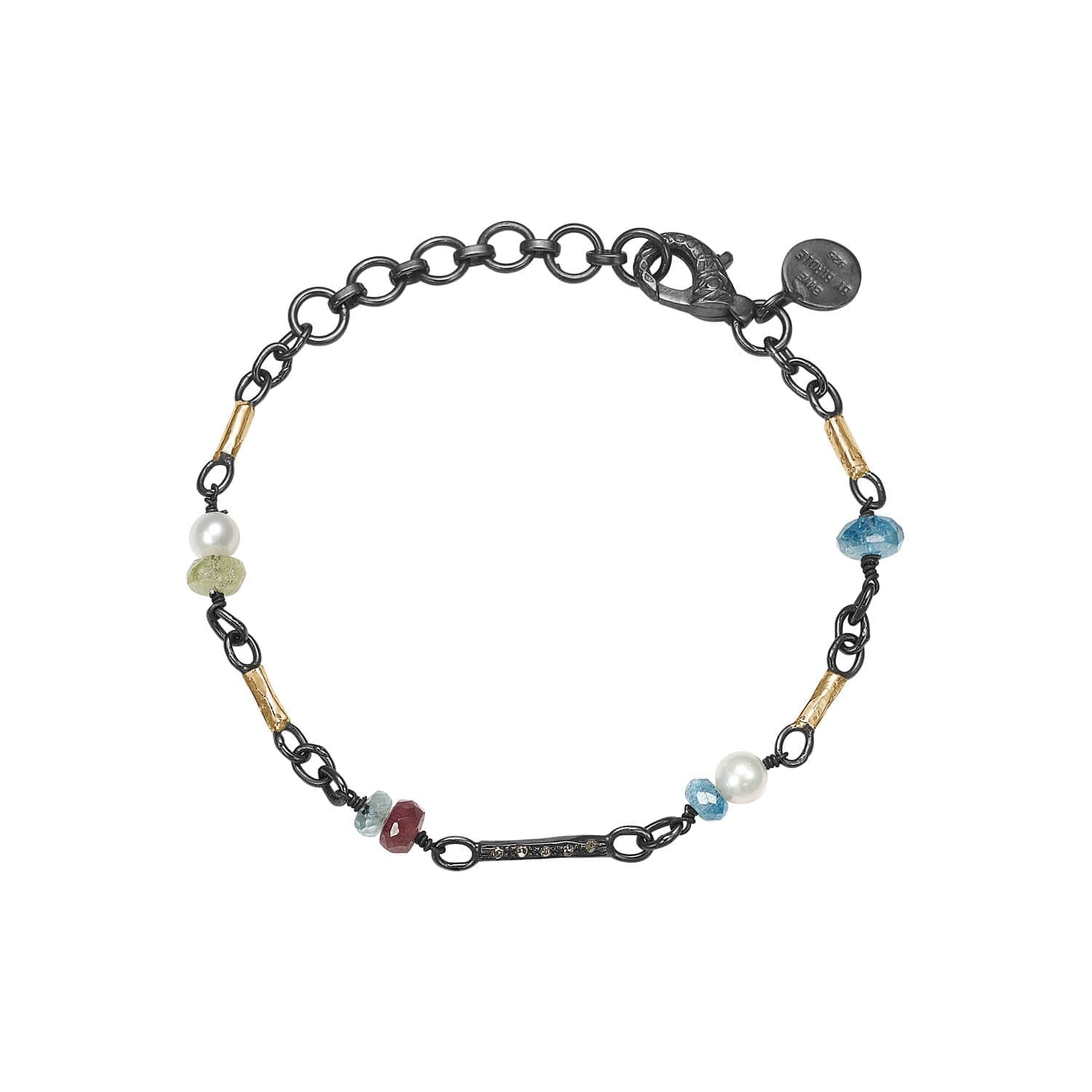 Jacquline Stone Perle Armbånd med Guld og Diamanter