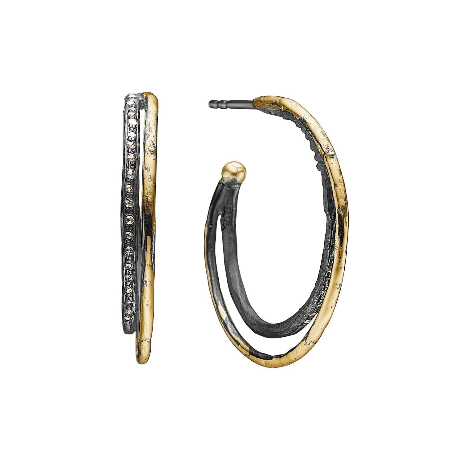 Bouvier Golden Pavé Creoler med Diamanter - Bybirdie.dk