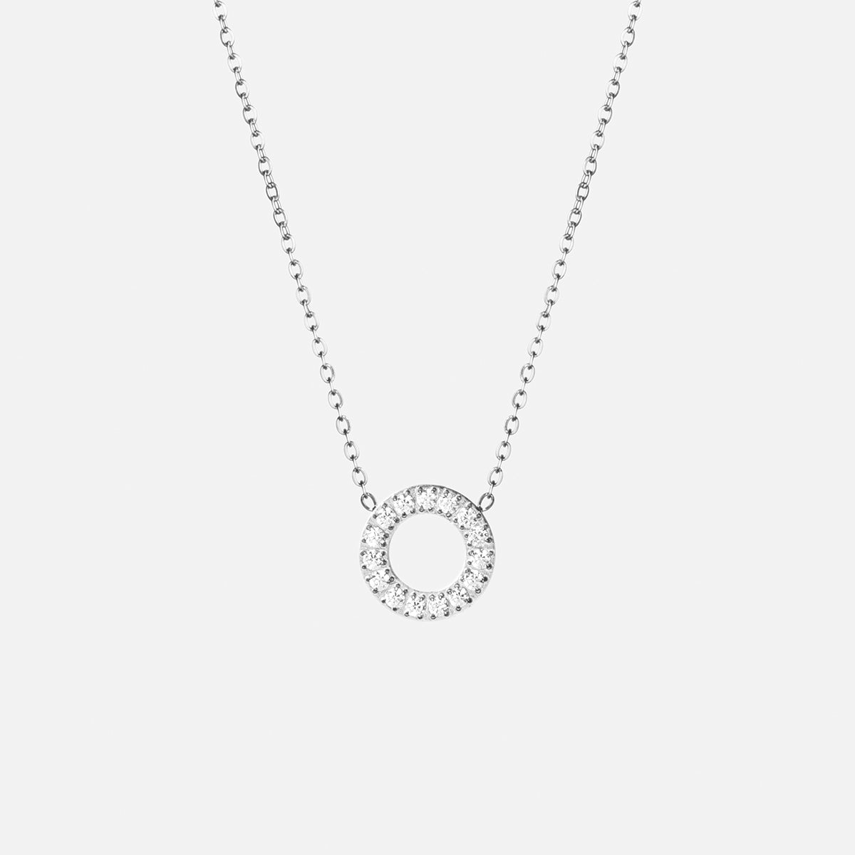 Elegant Circle Zirkon Halskæde i Sølv - 12mm Smykke
