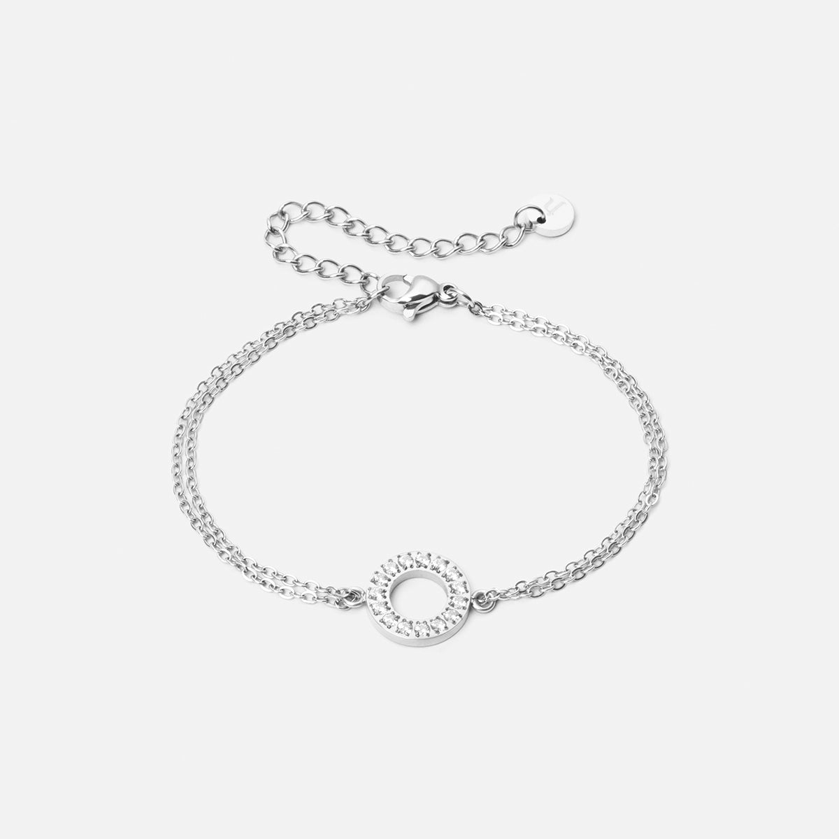 Cirkel Zirkon Armbånd i Sølv - Elegant Smykke til Hverdag