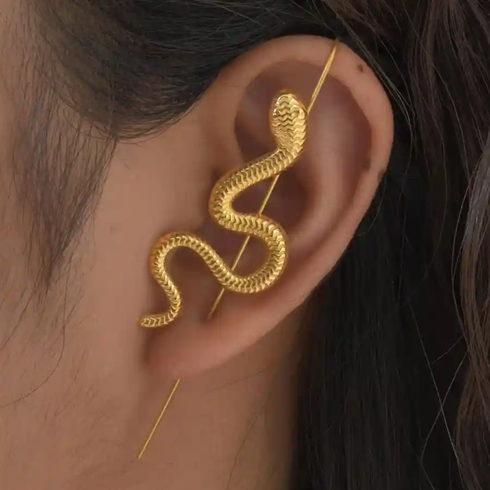 Elegant Forgyldt Slange-ørering - Unik Ear Climber