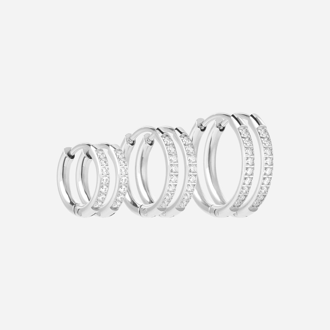Zircon Øreringe - Sølvfarvet Hoops i 6 Stykker