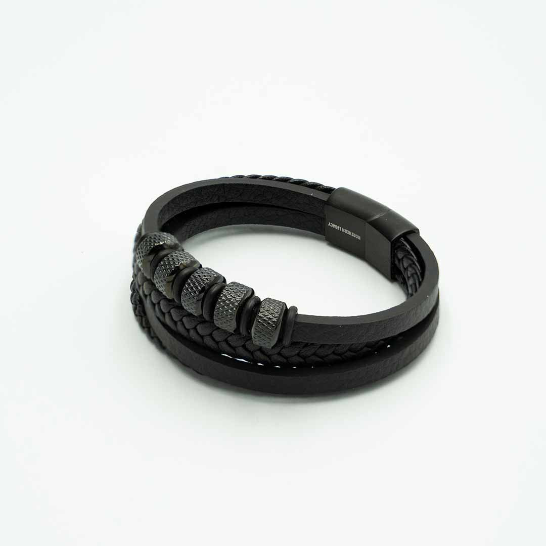 Drift Læder Og Perler Armbånd - S - 19 Cm - Herre - Northern Legacy