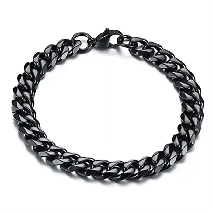 Cuban Chain Herrearmbånd I Blackcoated Rustfri Stål - 7 Mm