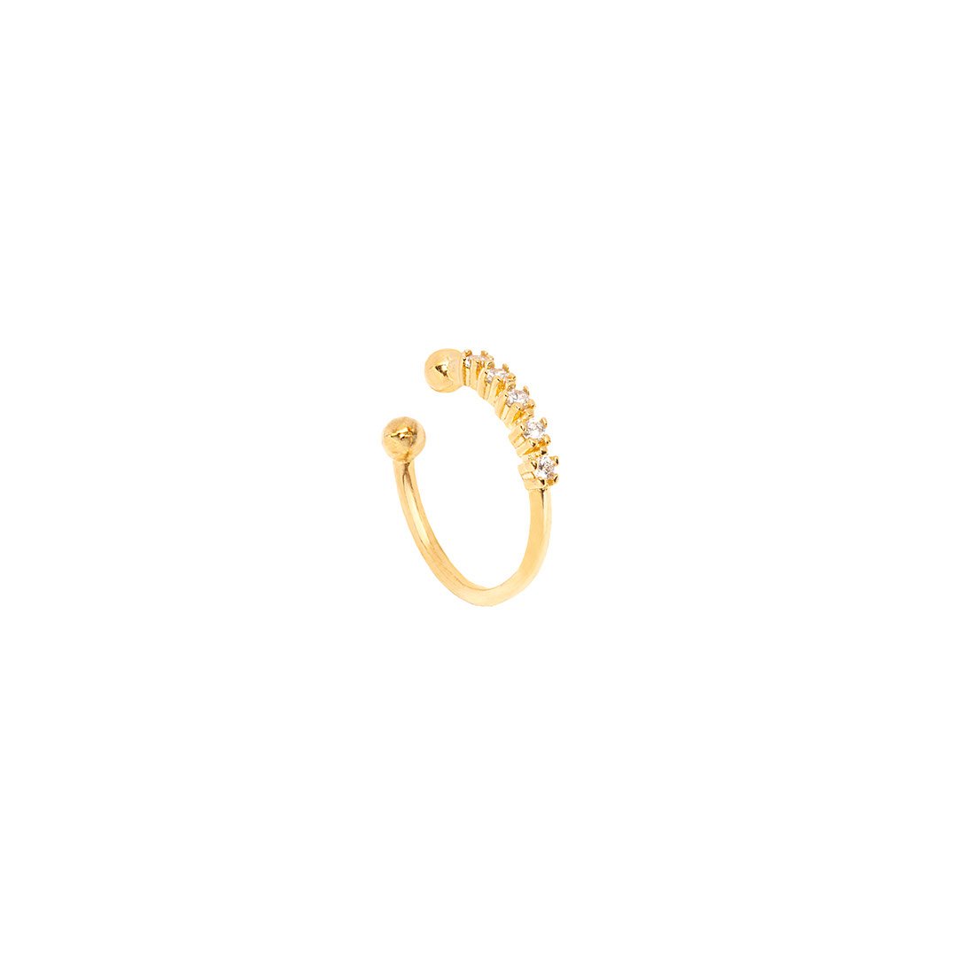 Cuff  ørering - Quintet - Onesize Regulerbar Størrelse - 18 Karat Forgyldt Sterling Sølv