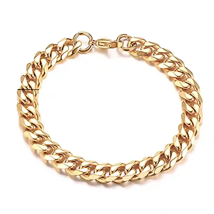 Cuban Chain Herrearmbånd I Forgyldt Rustfri Stål - 7 Mm
