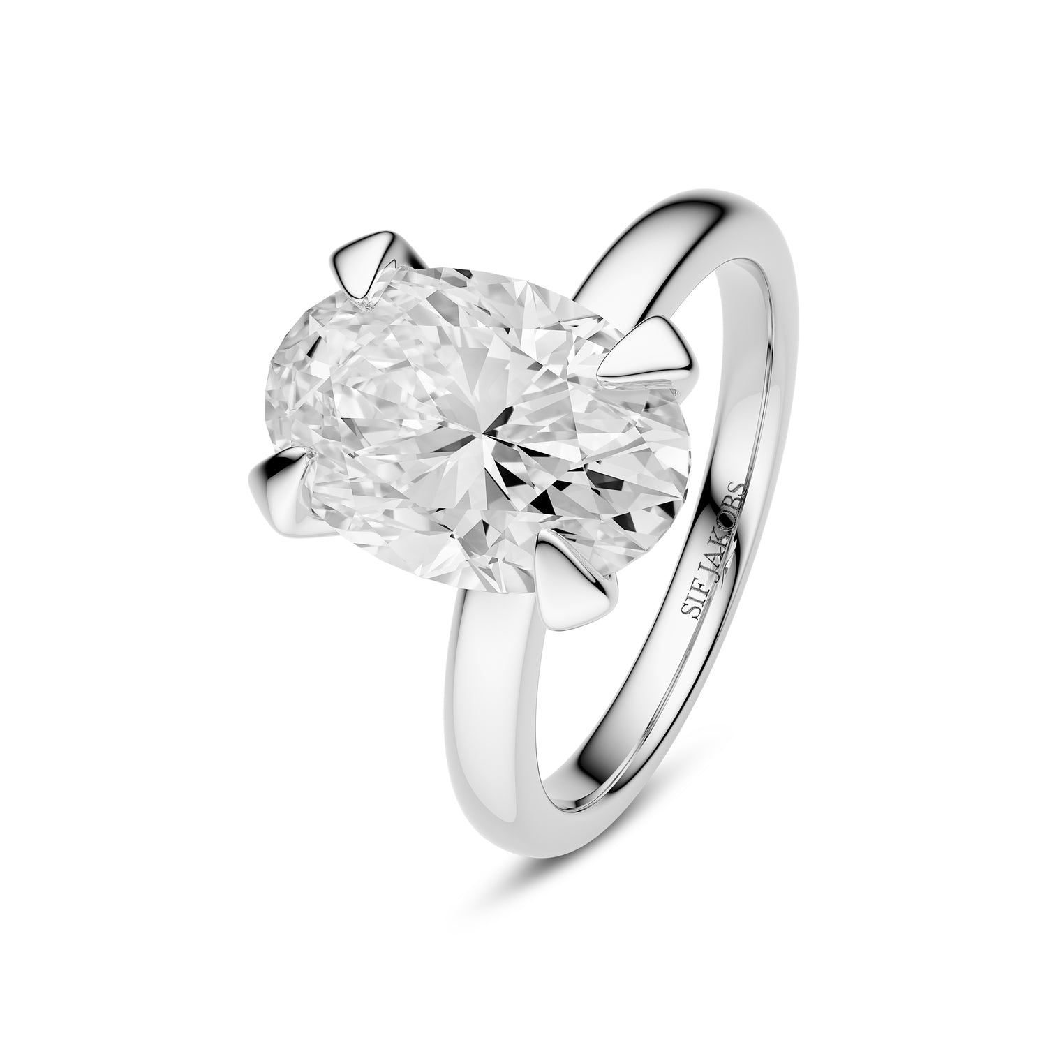 Ring Grace Ovale Solitaire - 14 Kt Guld El Hvidguld 100-300 Ct Tw G-h Vs Lab-grown Diamant