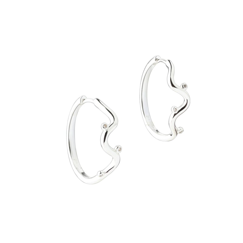 Wavy Hoop Big  Silver