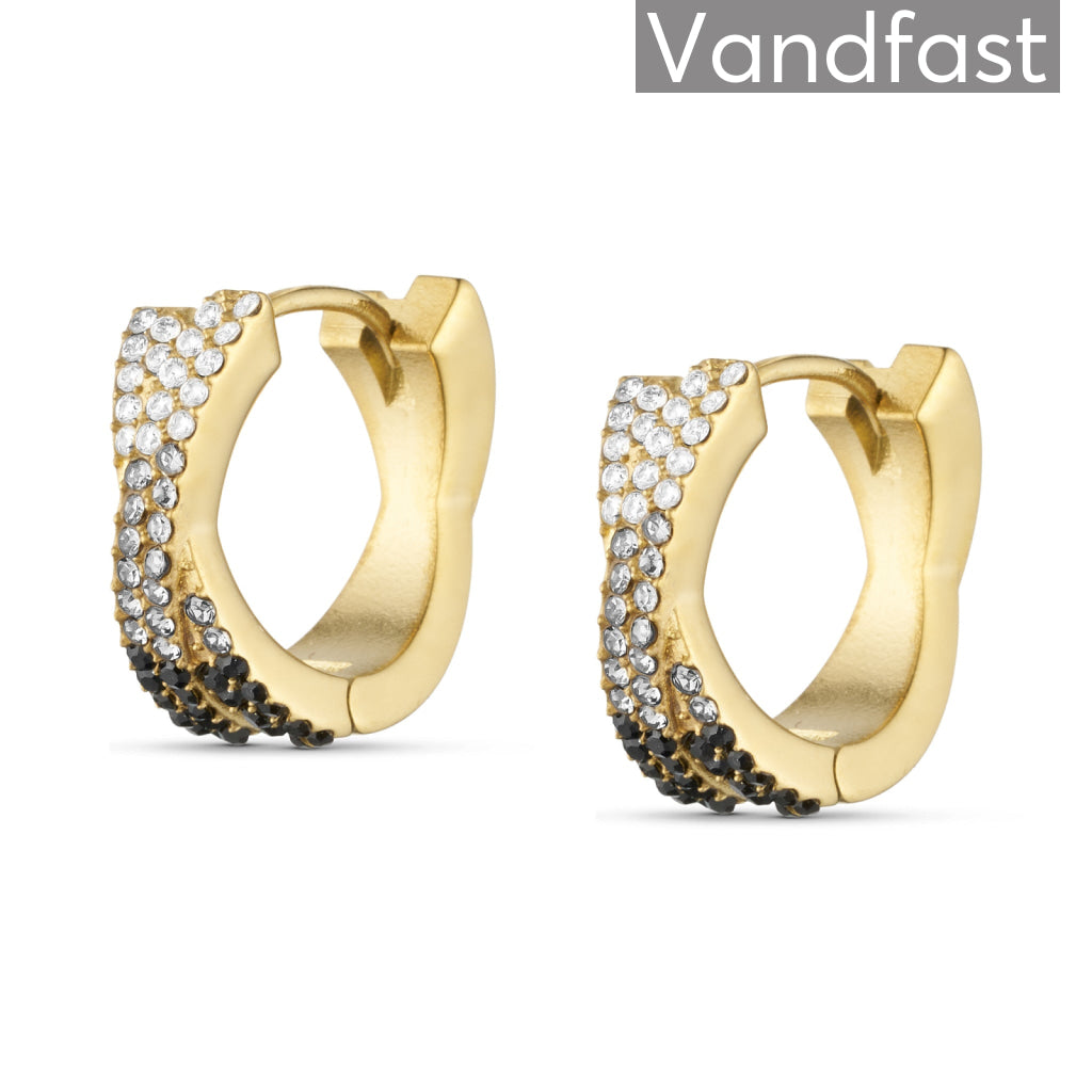 Annebrauner Alma Zirconia Blackwhite Big øreringe 18k Guldbelagt