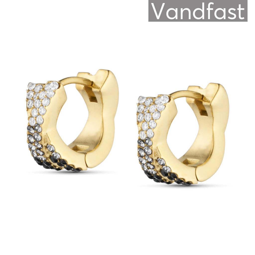 Annebrauner Alma Zirconia Blackwhite Mix Small øreringe 18k Guldbelagt