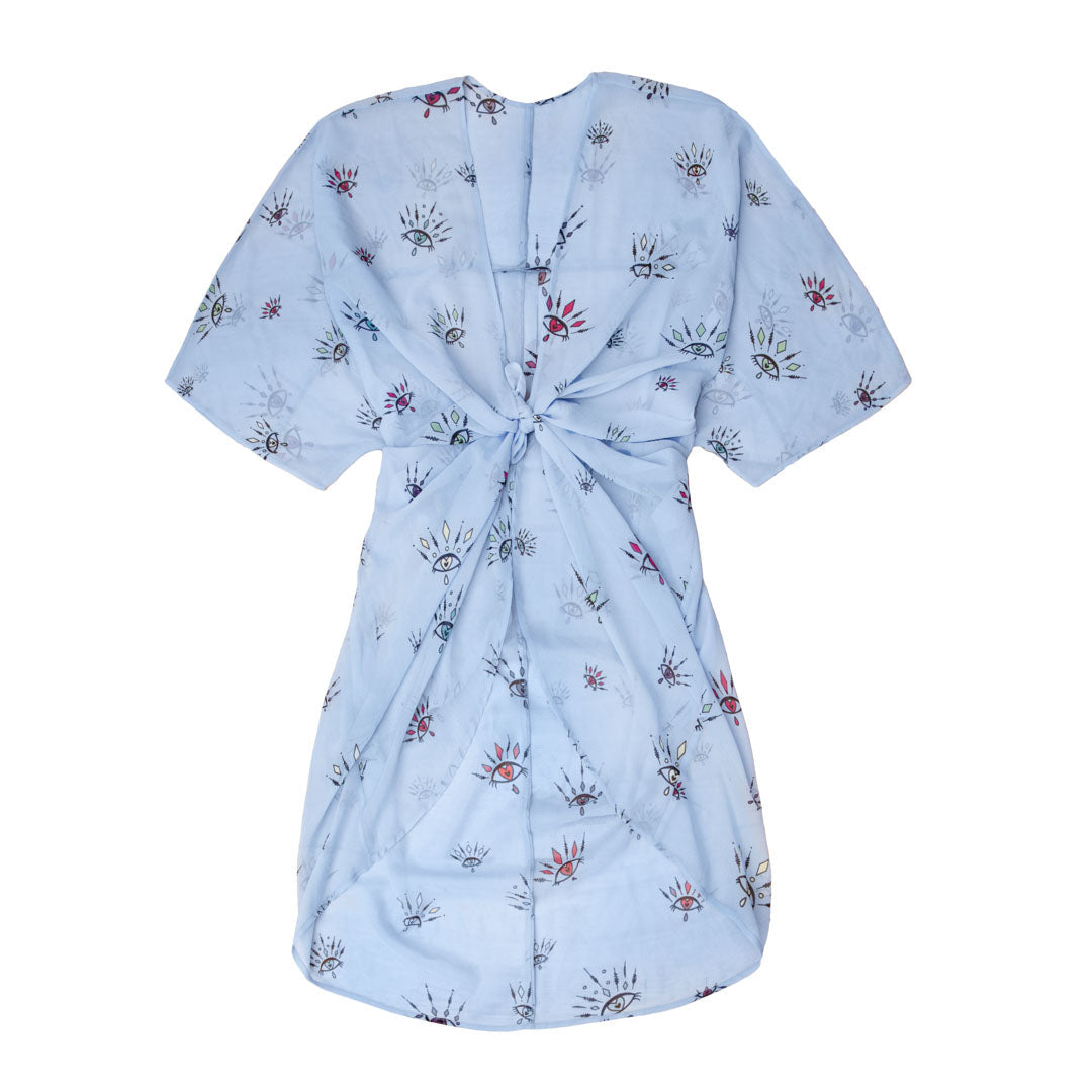 Lyseblå Kimono Breeze Med øje Mønster I Farver - One Size