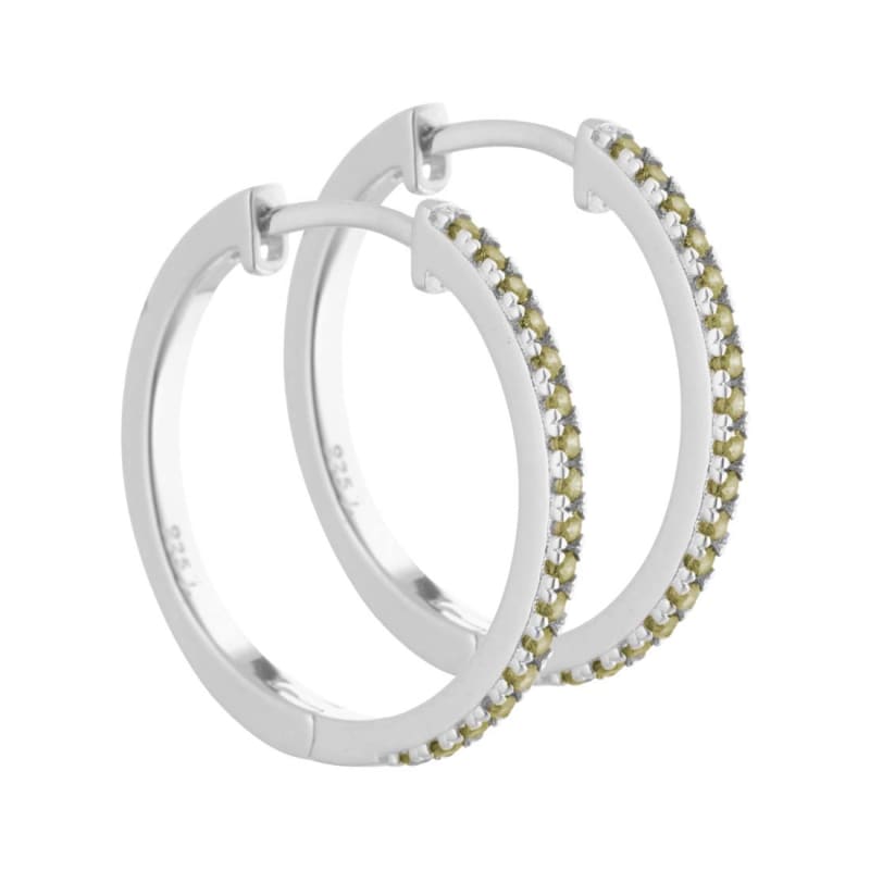 Ronja - 20 Mm Creoler I Sterling Sølv Med Oliven Zirkonia