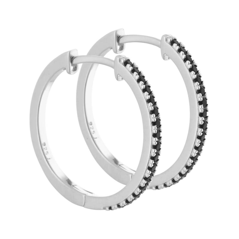 Claire - 20 Mm Creoler I Sterling Sølv Med Black Diamond Zirkonia