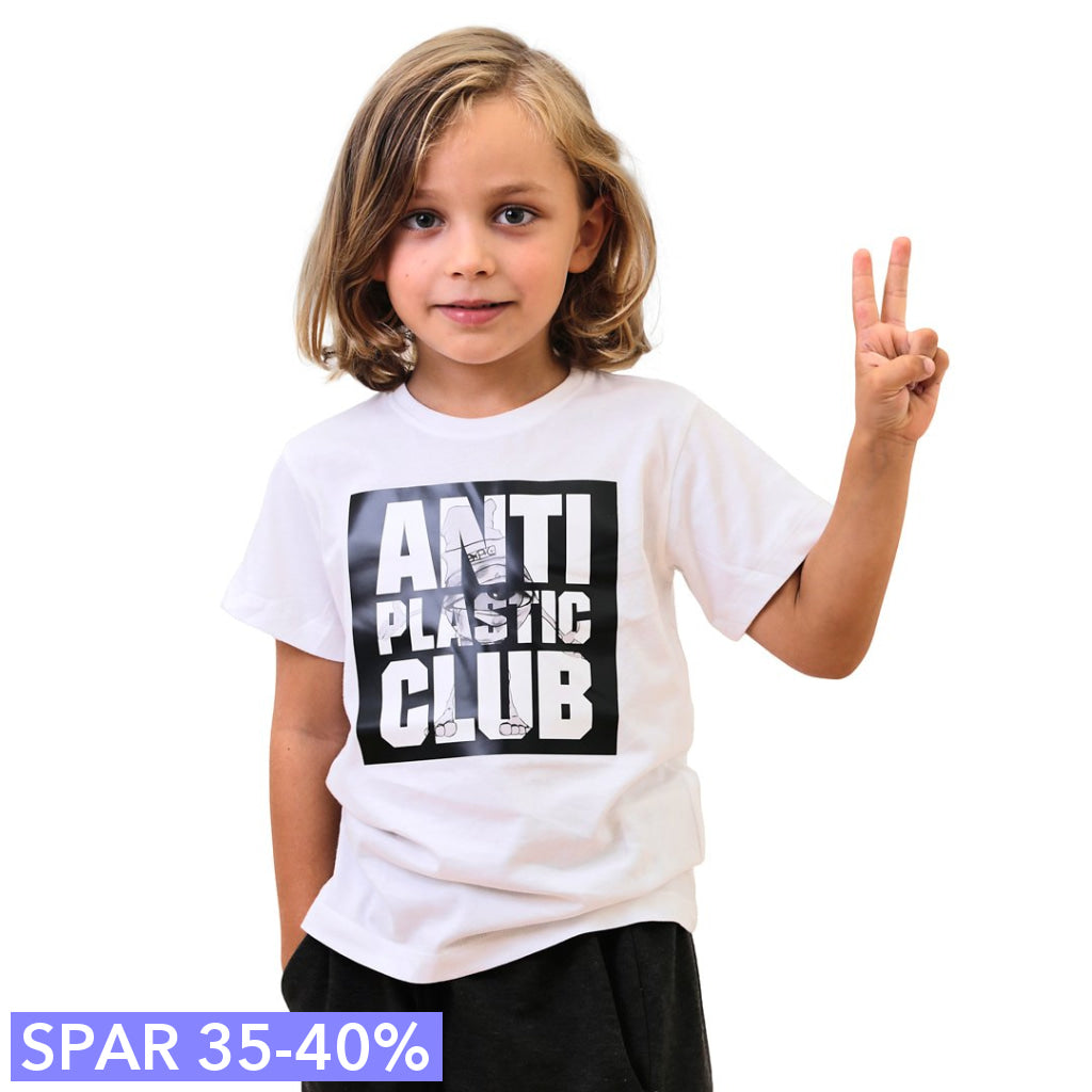 Anti Plastic Club - Limiteret Hvid T-shirt Kids - Drengpige