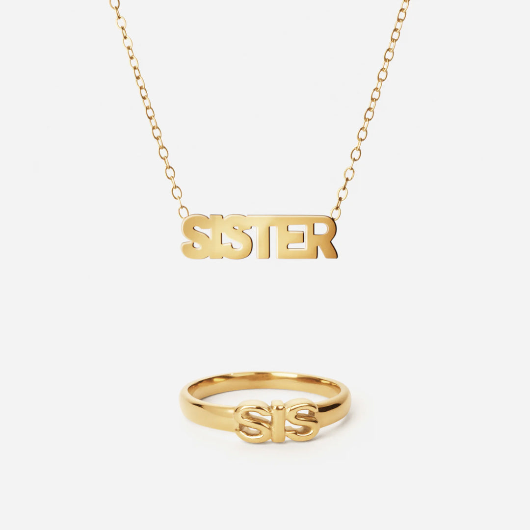 Sister Halskæde  Sis Ring 18k Guldbelagt