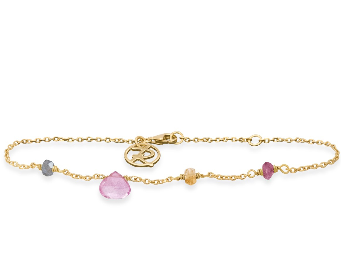 Forgyldt Armbånd Med Pink Turmalin Grøn Turmalin Pink Topas Citrin Hurtig Levering På Design Smykker Fra Rabinovich