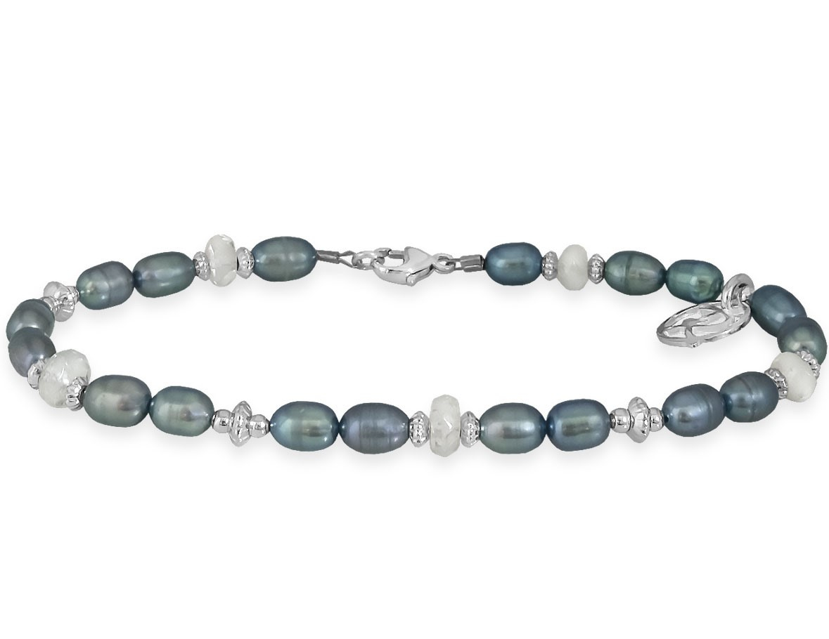 Rabinovich - Armbånd Grønne Perler Og Aquamarin Sølv - Colony