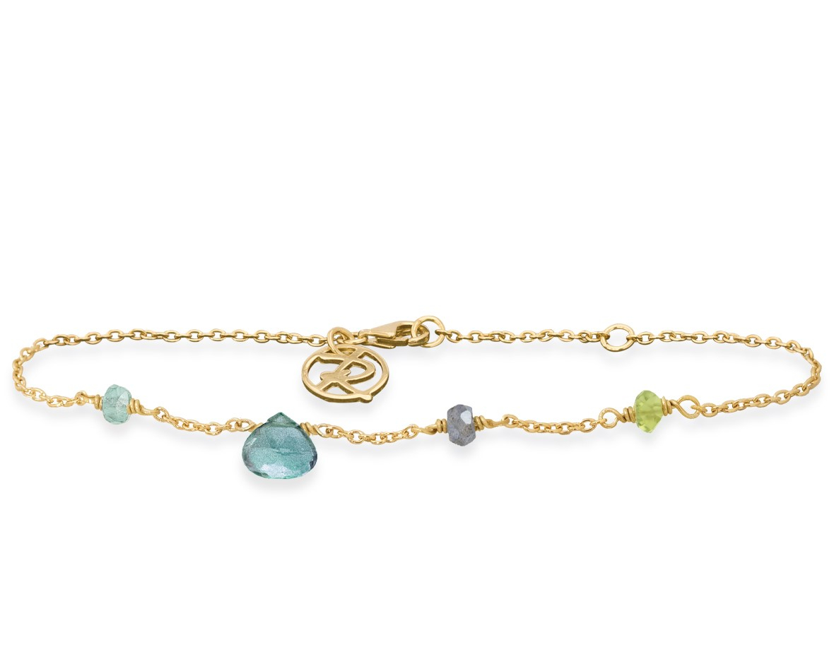 Forgyldt Armbånd Med Grøn Kvarts Grøn Turmalin Flourit Peridot Rabinovich Design Smykker
