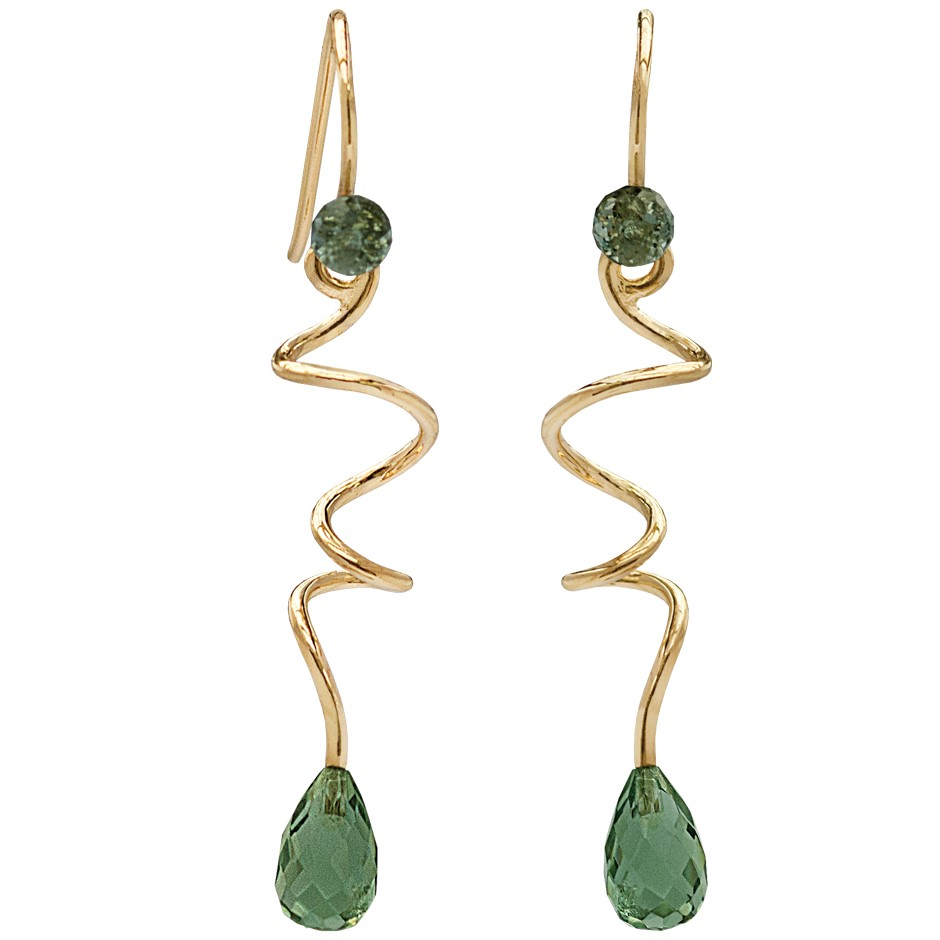 Forgyldte øreringe Med Grøn Kvarts Sten Rabinovich Design Smykker Hurtig Levering